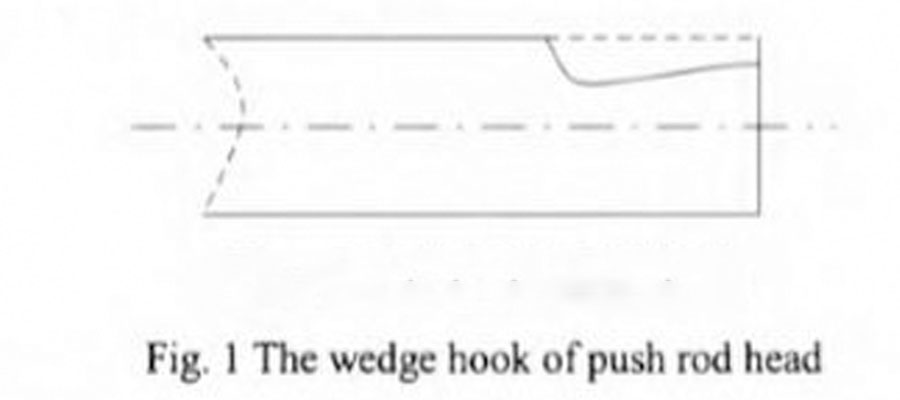 The head of the ejector rod is repaired with a wedge-shaped barb hook