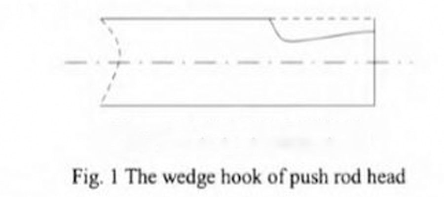 ຫົວຂອງ rod ejector ແມ່ນຖືກສ້ອມແປງດ້ວຍ hook bar ທີ່ມີຮູບຊົງ wedge